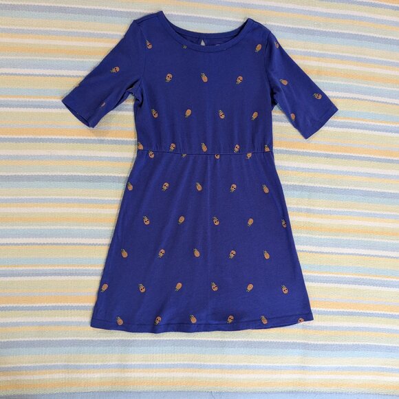 Old Navy Blue Knit Pineapple 🍍 Print Dress Small 6/7 - Picture 1 of 5